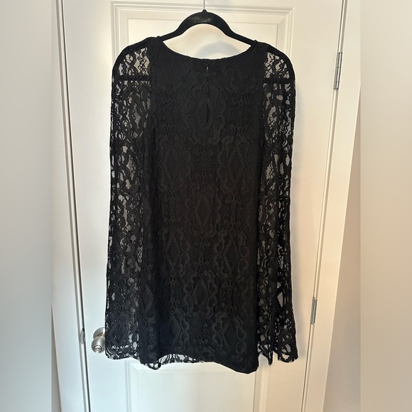 Guess Black Midi Dress with Attached Lace Cape - Picture 2 of 3